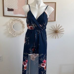 Hi-Lo Romper Maxi Floral Dress
